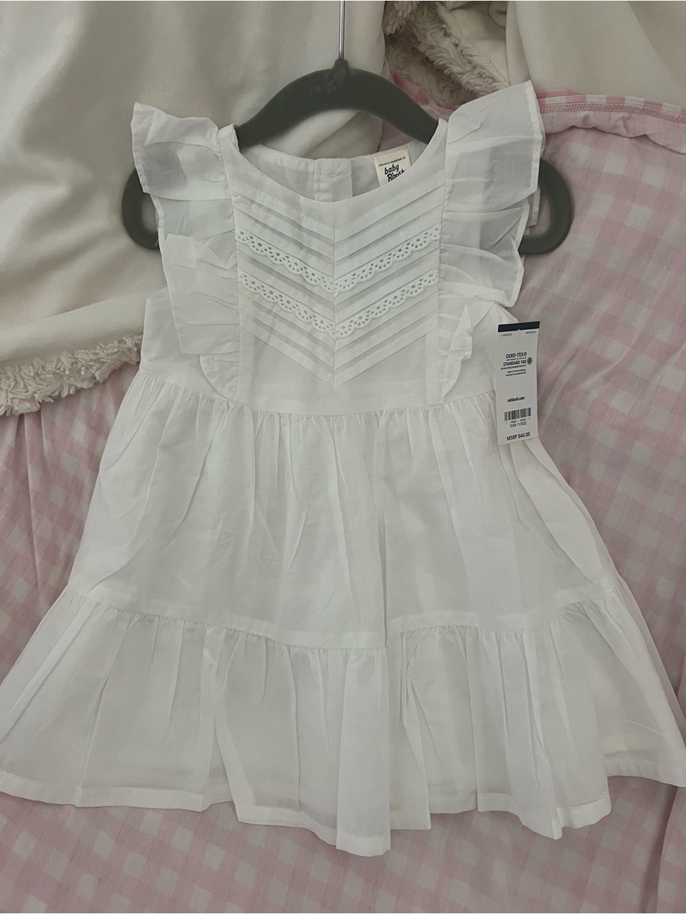 NWT Baby B’gosh White Eyelet Ruffle Dress Girls
